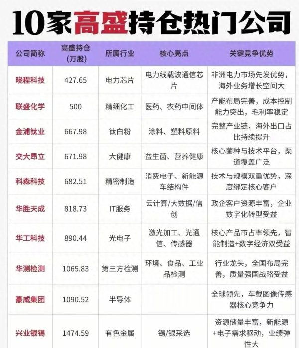 高盛重仓的10家中国公司, 藏着外资看懂中国市场的真正逻辑