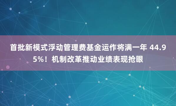 首批新模式浮动管理费基金运作将满一年 44.95%！机制改革推动业绩表现抢眼