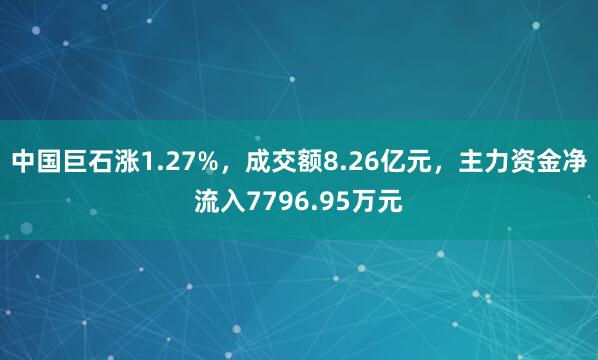 中国巨石涨1.27%，成交额8.26亿元，主力资金净流入7796.95万元