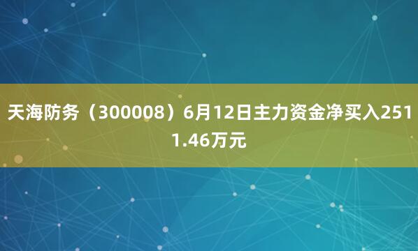 天海防务(300008)6月12日主力资金净买入2511.46万元