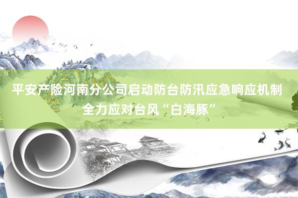 平安产险河南分公司启动防台防汛应急响应机制 全力应对台风“白海豚”