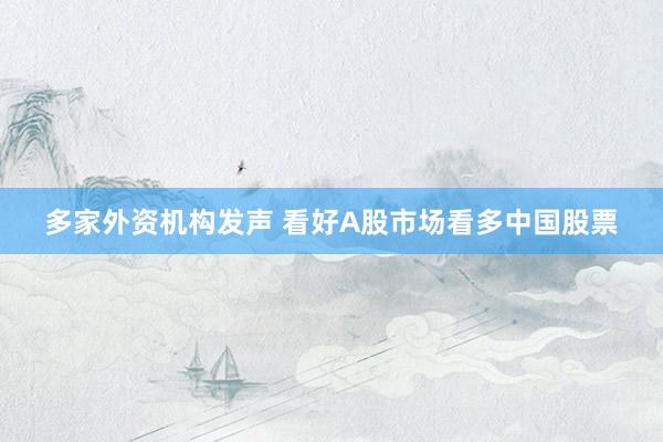 多家外资机构发声 看好A股市场看多中国股票