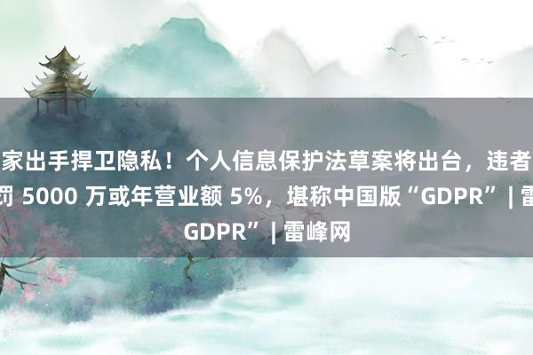 国家出手捍卫隐私！个人信息保护法草案将出台，违者最高处罚 5000 万或年营业额 5%，堪称中国版“GDPR” | 雷峰网