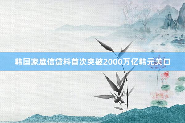 韩国家庭信贷料首次突破2000万亿韩元关口