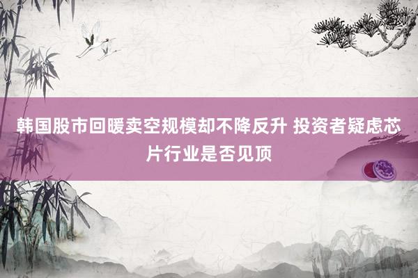 韩国股市回暖卖空规模却不降反升 投资者疑虑芯片行业是否见顶