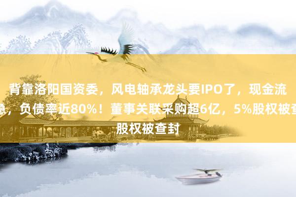 背靠洛阳国资委，风电轴承龙头要IPO了，现金流告急，负债率近80%！董事关联采购超6亿，5%股权被查封