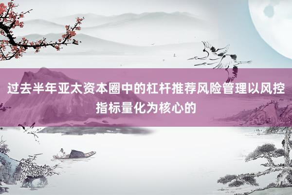 过去半年亚太资本圈中的杠杆推荐风险管理以风控指标量化为核心的
