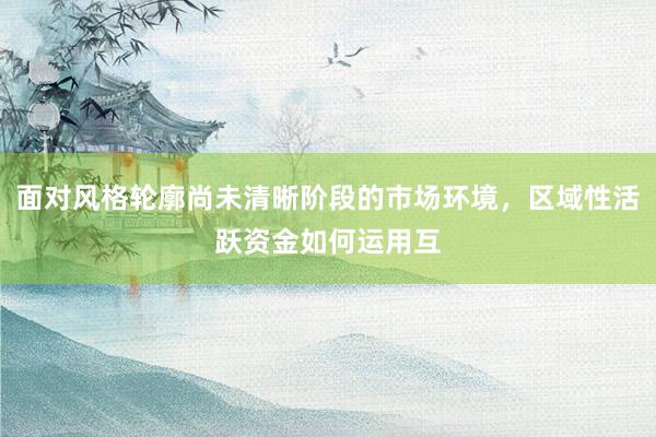 面对风格轮廓尚未清晰阶段的市场环境，区域性活跃资金如何运用互