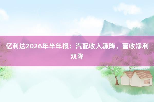 亿利达2026年半年报：汽配收入骤降，营收净利双降