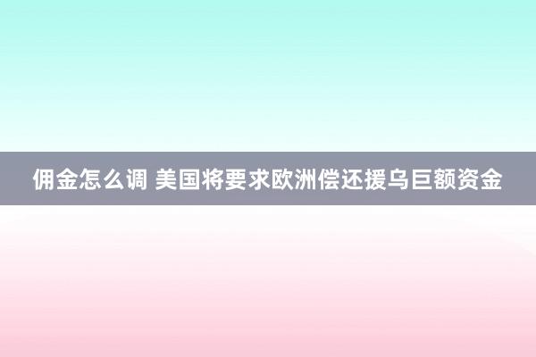 佣金怎么调 美国将要求欧洲偿还援乌巨额资金