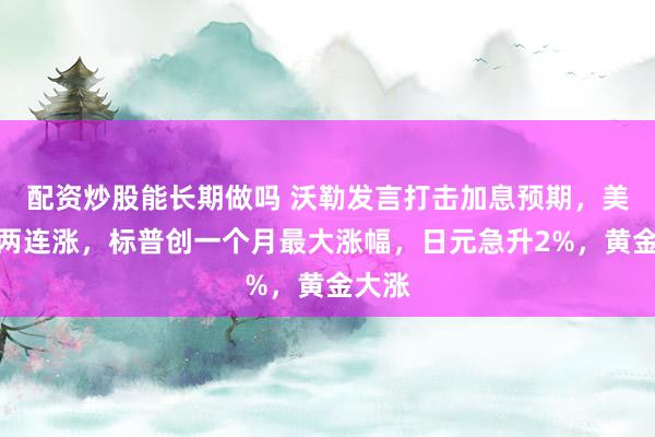 配资炒股能长期做吗 沃勒发言打击加息预期，美股指两连涨，标普创一个月最大涨幅，日元急升2%，黄金大涨