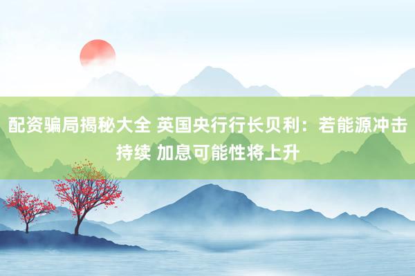 配资骗局揭秘大全 英国央行行长贝利：若能源冲击持续 加息可能性将上升
