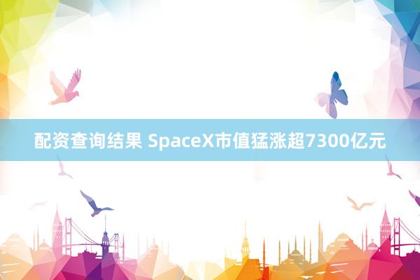 配资查询结果 SpaceX市值猛涨超7300亿元