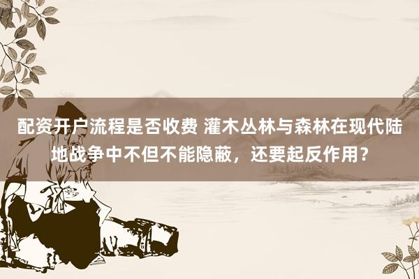 配资开户流程是否收费 灌木丛林与森林在现代陆地战争中不但不能隐蔽，还要起反作用？